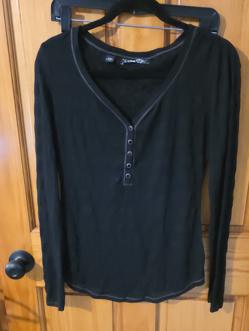 Guess Black Long-Sleeve Henley Top - Women's